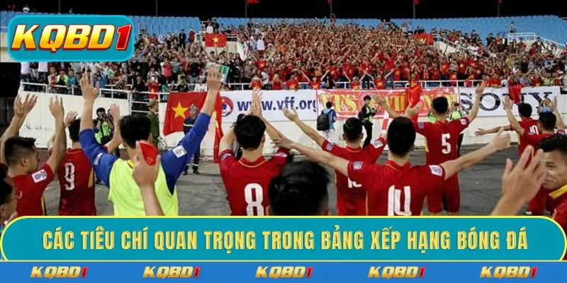 Các tiêu chí quan trọng trong bảng xếp hạng bóng đá