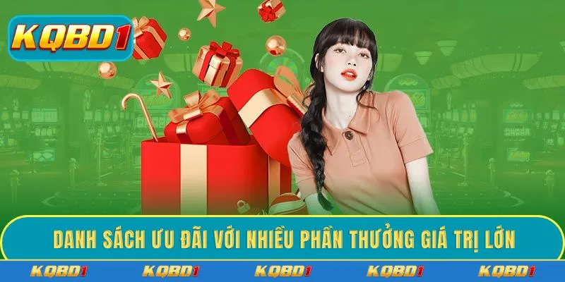 Danh sách ưu đãi với nhiều phần thưởng giá trị lớn